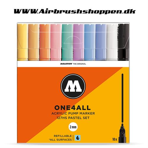 2 mm ONE4ALL 127HS PASTEL-SET - Med 10 tuscher - 200452